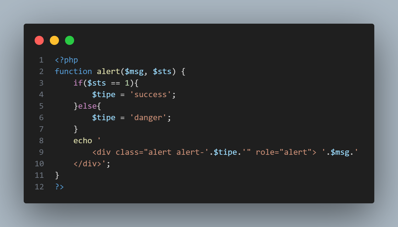 Alert PHP Code